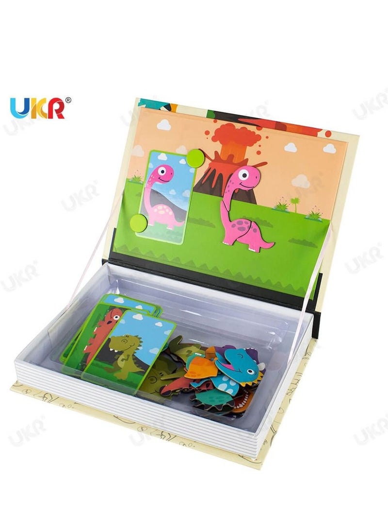 48  Piece Magnetic Dinosaur Puzzle Book Board Game for Kids