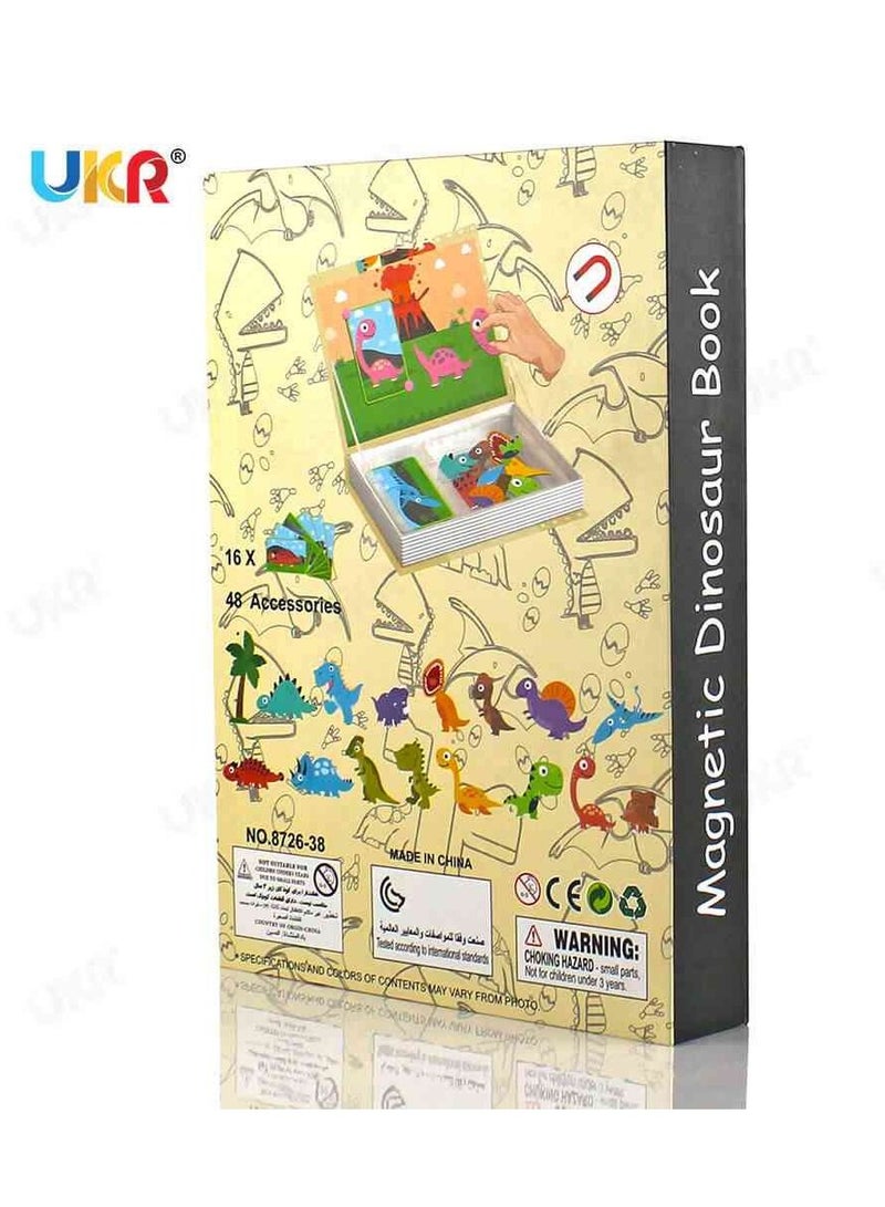 48  Piece Magnetic Dinosaur Puzzle Book Board Game for Kids