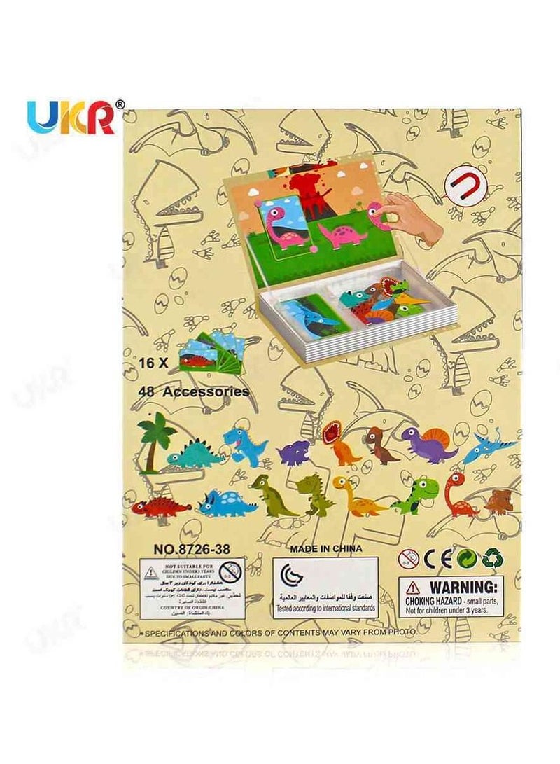 48  Piece Magnetic Dinosaur Puzzle Book Board Game for Kids