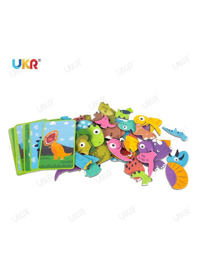 48  Piece Magnetic Dinosaur Puzzle Book Board Game for Kids