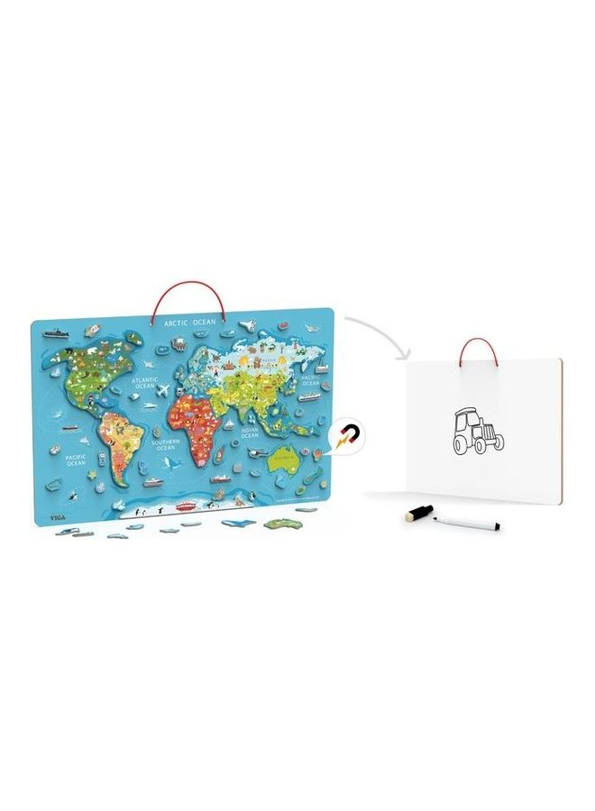 Magnetic World Puzzle With Dry Erase Board