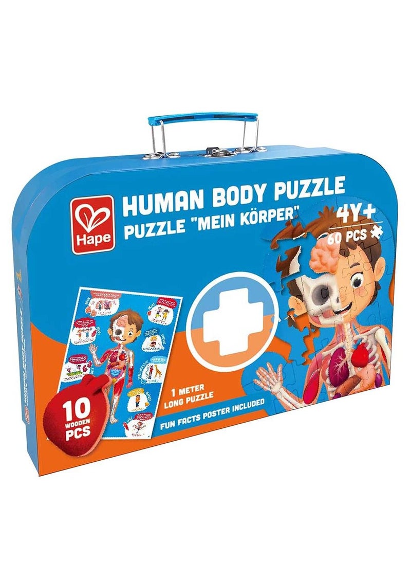 Hape Human Body Jigsaw Puzzle 60pcs with 10 pcs Wooden Body Parts
