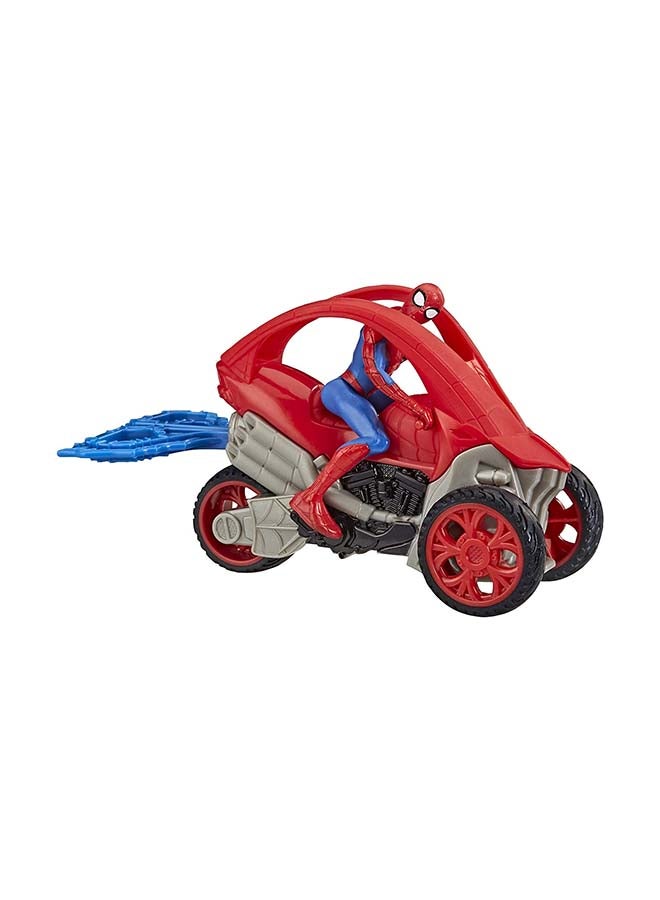 Marvel Spider-Man: Spider-Man Stunt Vehicle 6-Inch-Scale Super Hero Action Figure And Vehicle Toy Great Kids For Ages 4 And Up 8.25x2.5x5.5inch