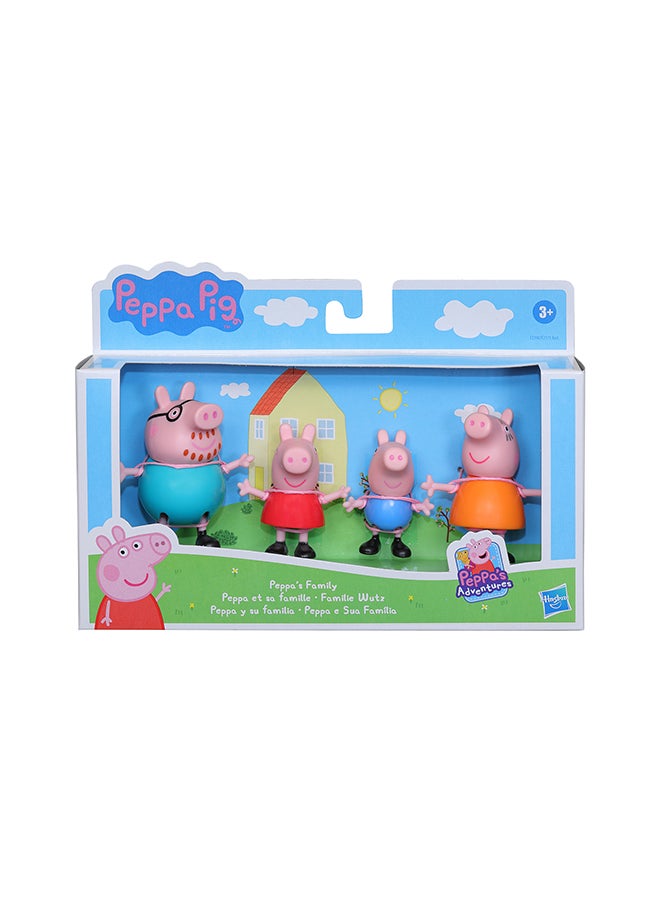 Peppa  Peppa's Adventures Peppa's Family Figure 4-Pack Toy, 4 Peppa  Family Figures in Iconic Outfits, Ages 3 and up