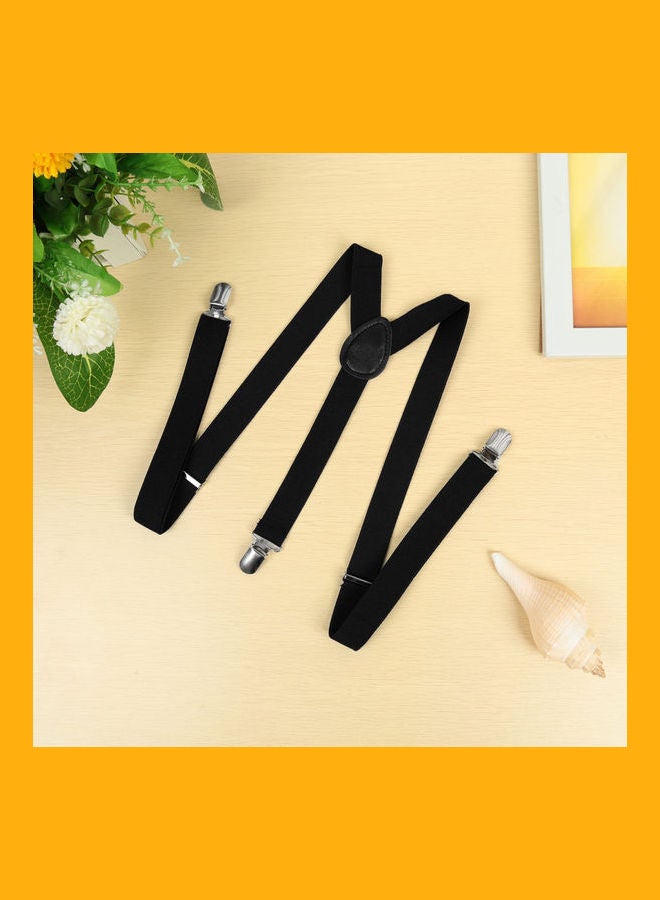Y-Shaped Clip-On Adjustable Suspender Belt Black
