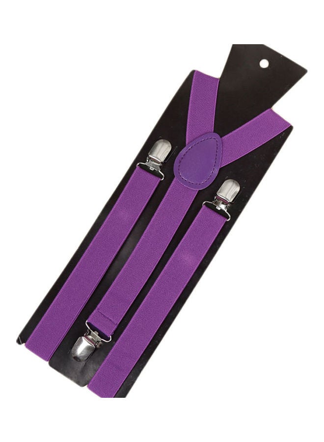 Clip On Suspenders Elastic Y-Shape Back Formal Braces Purple