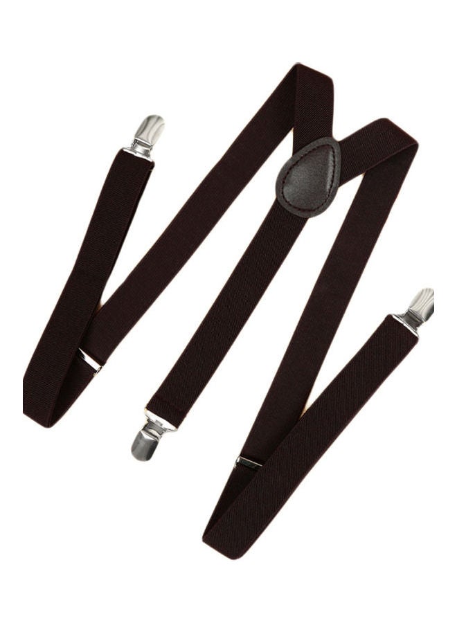 Clip On Suspenders Elastic Y-Shape Back Formal Braces Coffee