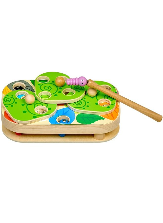 Wooden Magnetic Fishing Game For Kids Toys, Pole And Rod Caterpillars Board, Preschool Board Games, Wooden Puzzle, Early Learning Educational Fishing Game Toys For Boys And Girls 3+ Years