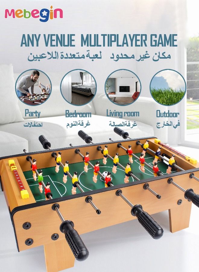 Fun Table Football Toy, Tabletop Mini Games with 4 Football and 18 Players, Wooden Outdoor Indoor Game for Kids and Adults, Suitable for Family Entertainment, 50*25*18cm