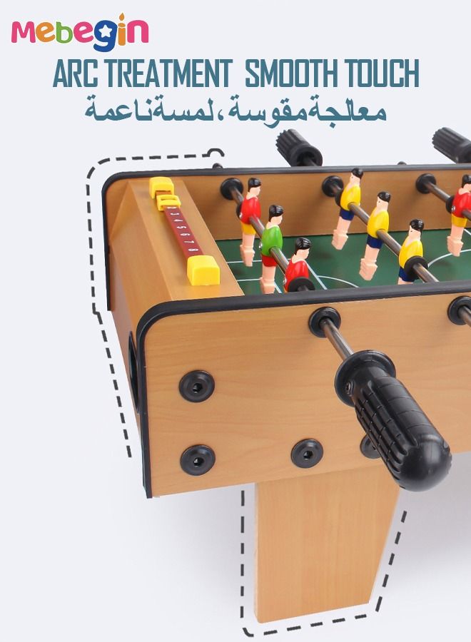 Fun Table Football Toy, Tabletop Mini Games with 4 Football and 18 Players, Wooden Outdoor Indoor Game for Kids and Adults, Suitable for Family Entertainment, 50*25*18cm