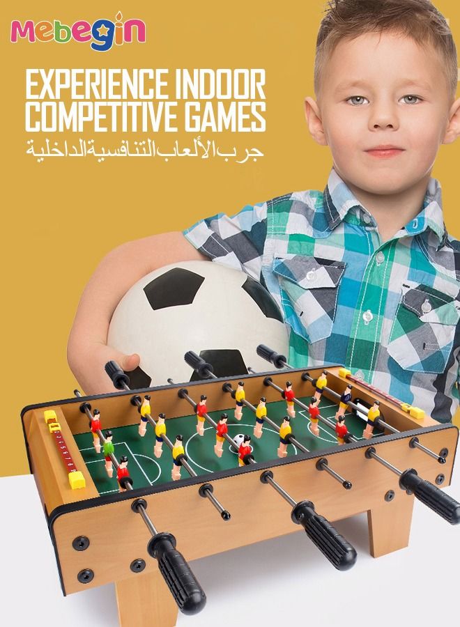 Fun Table Football Toy, Tabletop Mini Games with 4 Football and 18 Players, Wooden Outdoor Indoor Game for Kids and Adults, Suitable for Family Entertainment, 50*25*18cm