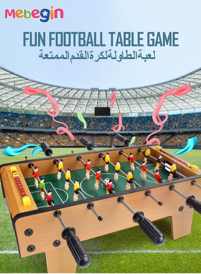 Fun Table Football Toy, Tabletop Mini Games with 4 Football and 18 Players, Wooden Outdoor Indoor Game for Kids and Adults, Suitable for Family Entertainment, 50*25*18cm