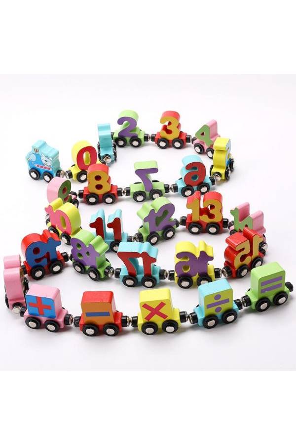 Magnetic Train Digital Educational Wooden Toys