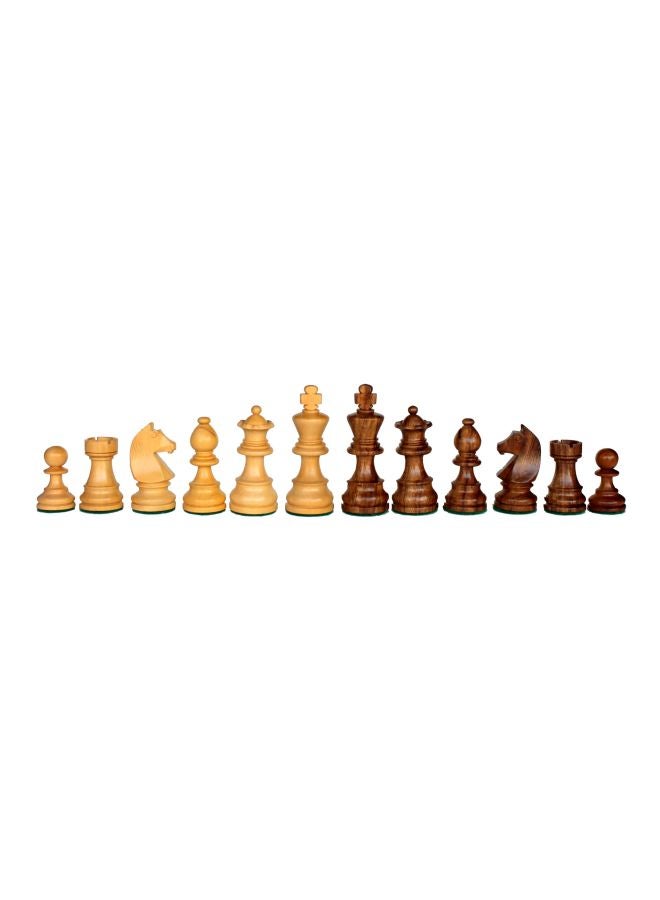 12-Piece Wooden Chessmen Figurine Pieces With King