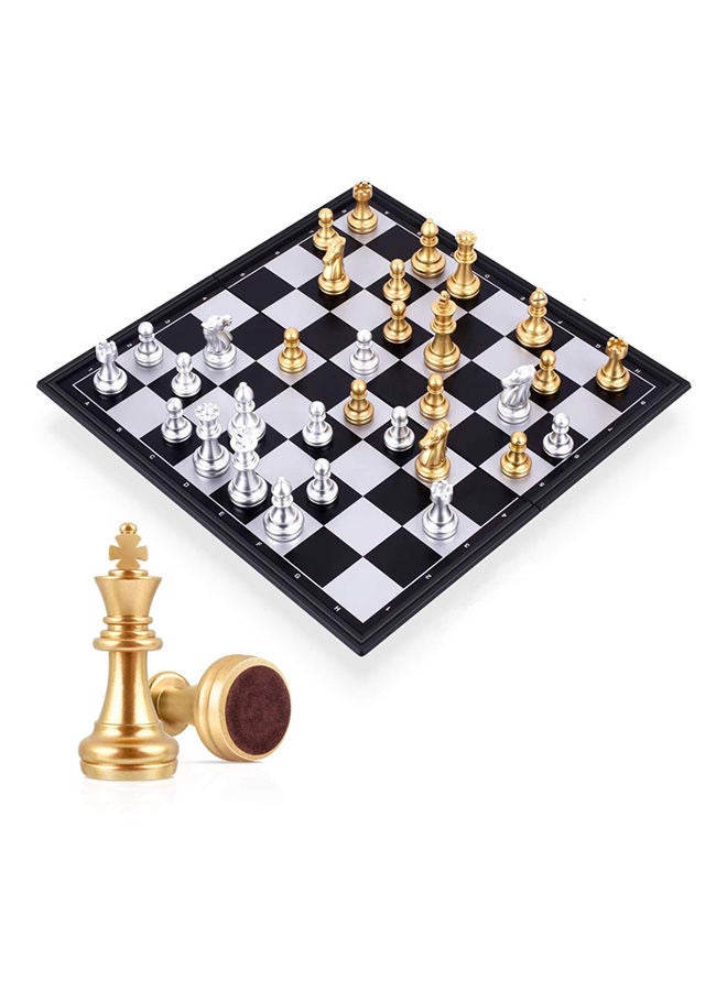 Travel Chess Board Set Games - Magnetic Chess Piece with Portable/Foldable Board- Educational Toys For Kid/Children/Adults -Gold/Silver Chess Piece -Traditional Game Gift