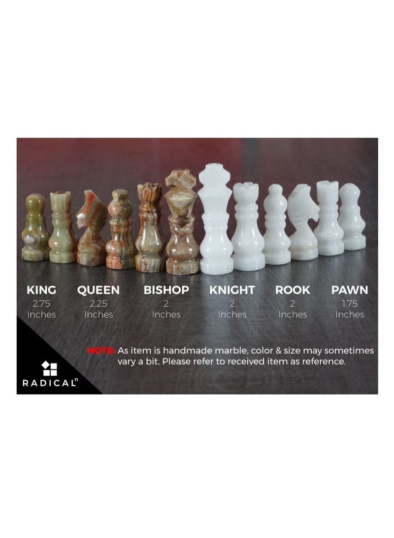 RADICALn Handmade White and Green Onyx Marble Full Chess Game Original Marble Chess Set