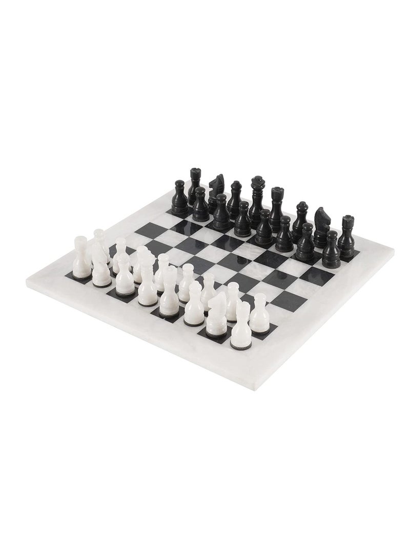 RADICALn 15 Inches Large Handmade White and Black Weighted Marble Full Chess Game Set Staunton and Ambassador Style Marble Tournament Chess Sets for Adults
