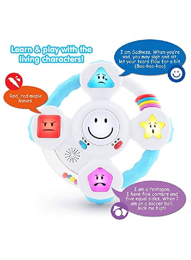 My Spin & Learn Steering Wheel - Interactive Educational Toys For 6 To 36 Months Old Infants, Babies, Toddlers - Learn Colors, Shapes, Feelings & Music Game - Ideal Baby Toy Gifts White