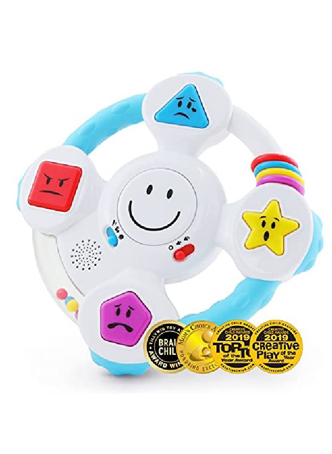 My Spin & Learn Steering Wheel - Interactive Educational Toys For 6 To 36 Months Old Infants, Babies, Toddlers - Learn Colors, Shapes, Feelings & Music Game - Ideal Baby Toy Gifts White
