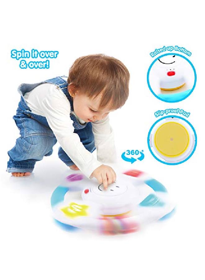 My Spin & Learn Steering Wheel - Interactive Educational Toys For 6 To 36 Months Old Infants, Babies, Toddlers - Learn Colors, Shapes, Feelings & Music Game - Ideal Baby Toy Gifts White