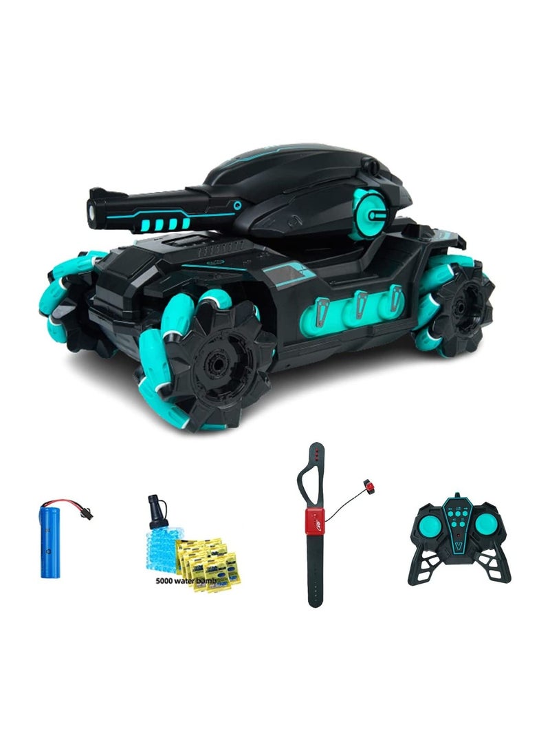 RC Tank Car, 2.4G Electric Watch Remote Control Water Bomb Tank car Stunt Multiplayer Battle Toy Car, Can Drift Horizontally, 360° Stunt Rotation，Great Gift Toy for Boys