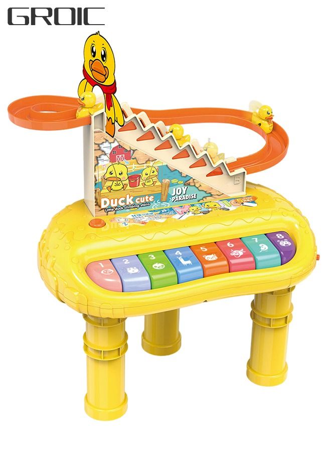 GROIC Children's Early Education Instruments Little Yellow Duck 2 in 1 Stair Climbing Electronic Piano Toy Set