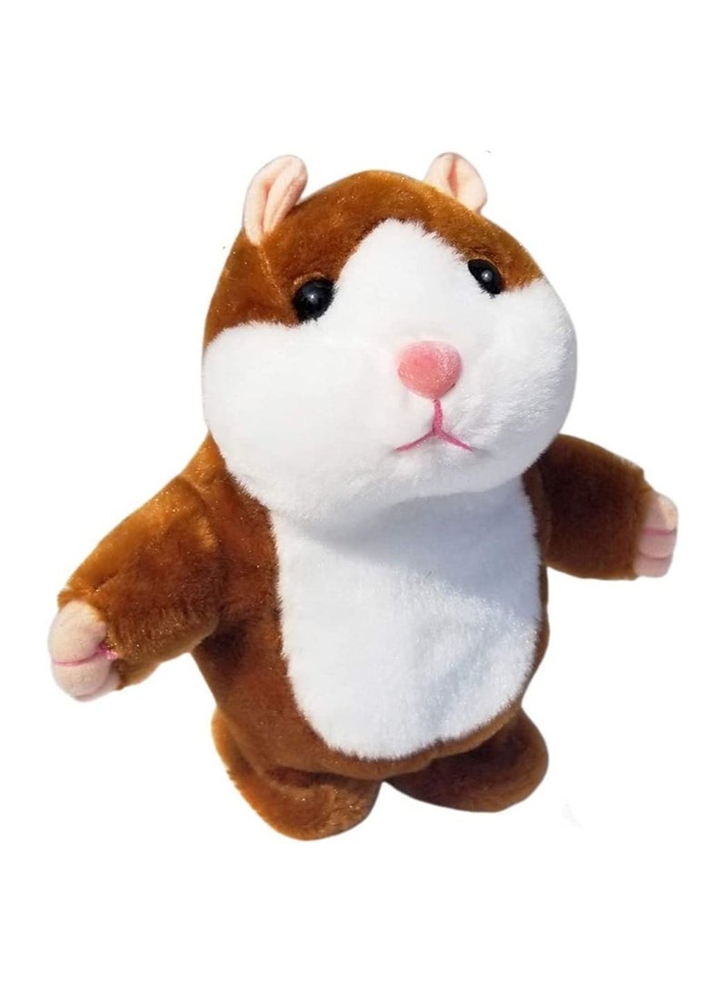 Plush Hamster Toy, Talking and Nodding Mouse Toy Cute Speak Sound Record Educational for Children Light Brown 18cm