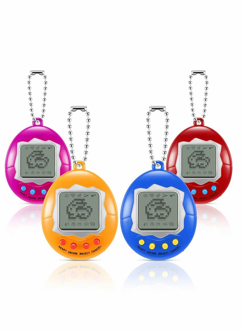 4 Pieces Virtual Electronic Digital Pet Keychain Game Digital Game Keychain Nostalgic Virtual Digital Pet Retro Handheld Electronic Game Machine with Keychain for Boys Girls