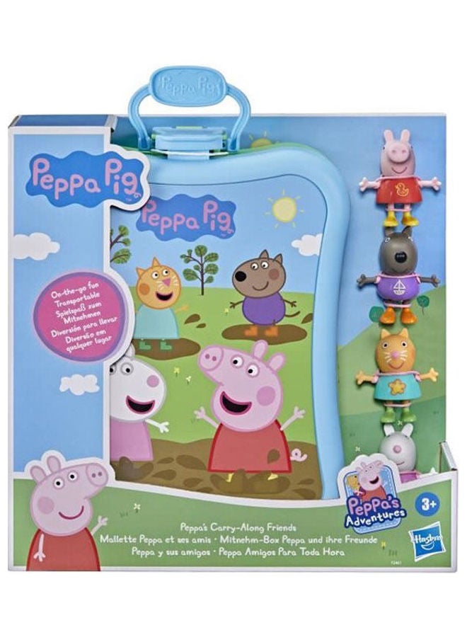 Peppa  Peppa's Adventures Peppa's Carry-Along Friends Case Toy, Includes 4 Figures and Carrying Case, Ages 3 and up Multicolour