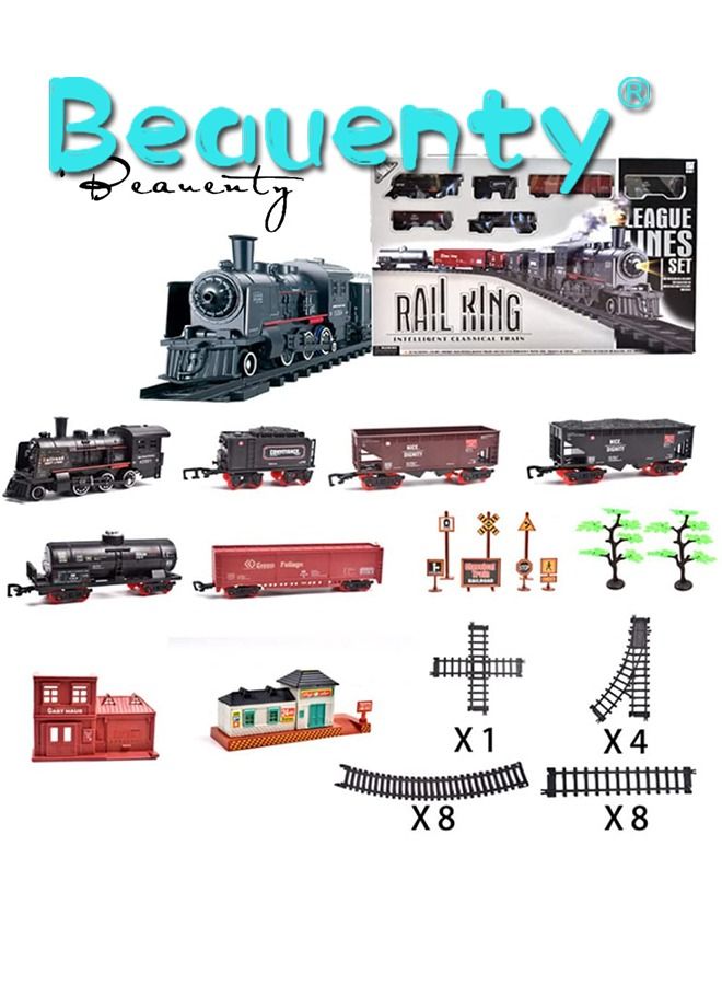 Electric Track Train With Lights And Sound Set For Kids