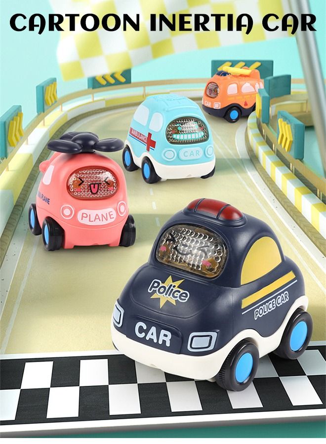 GROIC Cartoon Pull Back Diecast Car 6 Pcs Mini Toy Set with Map Storage Bag for Kids