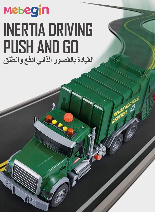 Engineering Trash Vehicle Truck With Lights Sounds Inertia Car Garbage Recycling Truck Toy Set,Realistic Trash Truck Toys for Boys Kids,Multi-Functional Trash Truck