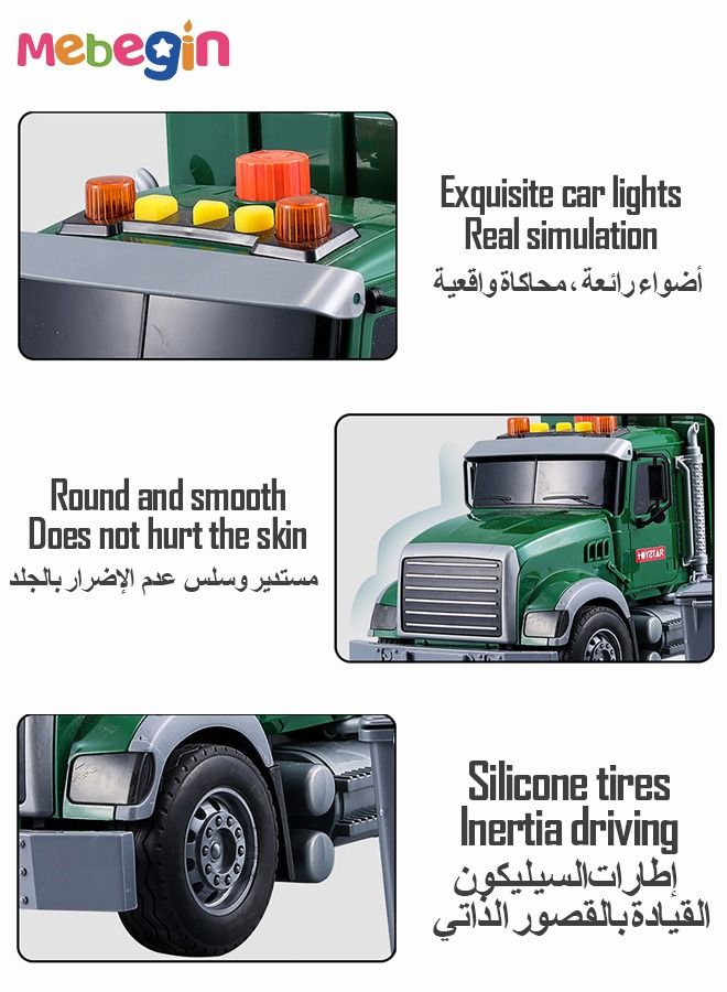 Engineering Trash Vehicle Truck With Lights Sounds Inertia Car Garbage Recycling Truck Toy Set,Realistic Trash Truck Toys for Boys Kids,Multi-Functional Trash Truck