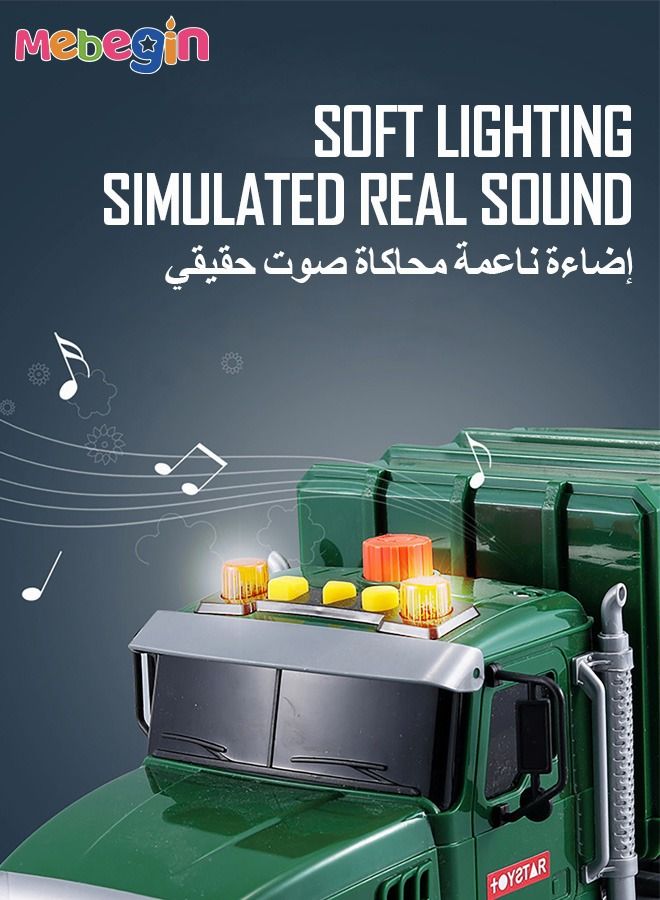 Engineering Trash Vehicle Truck With Lights Sounds Inertia Car Garbage Recycling Truck Toy Set,Realistic Trash Truck Toys for Boys Kids,Multi-Functional Trash Truck