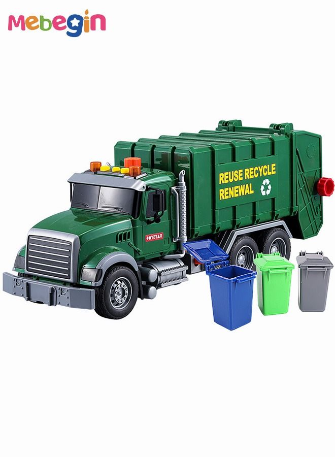 Engineering Trash Vehicle Truck With Lights Sounds Inertia Car Garbage Recycling Truck Toy Set,Realistic Trash Truck Toys for Boys Kids,Multi-Functional Trash Truck