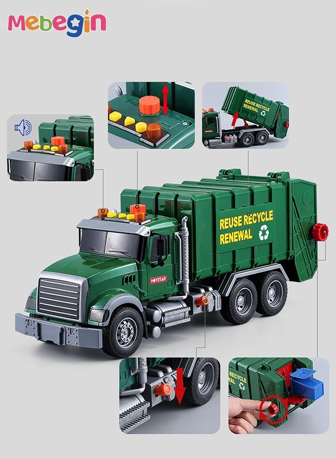 Engineering Trash Vehicle Truck With Lights Sounds Inertia Car Garbage Recycling Truck Toy Set,Realistic Trash Truck Toys for Boys Kids,Multi-Functional Trash Truck