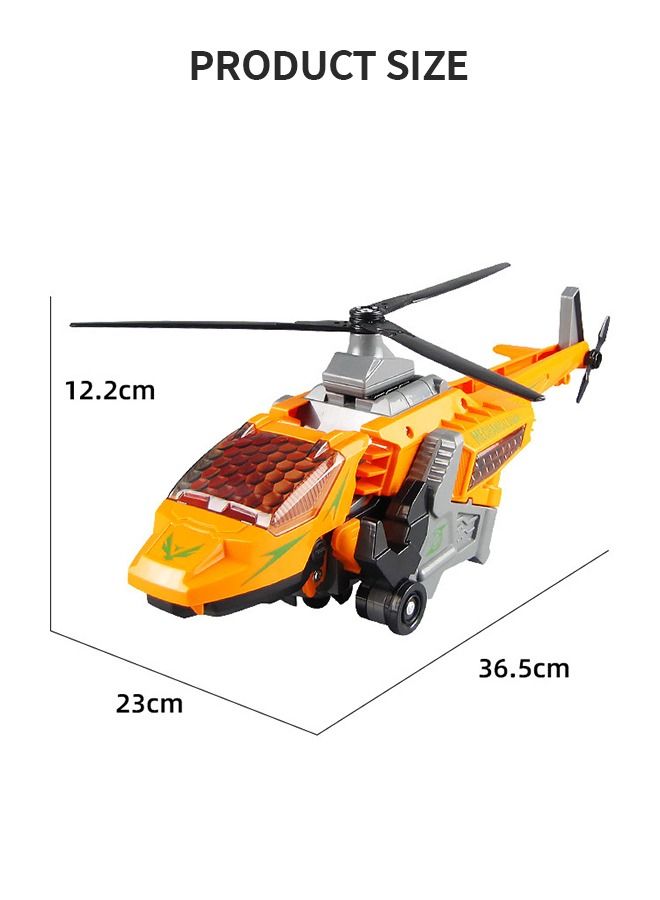 Transform Dinosaur Airplane Toy Army Helicopter Transformable Model Tyrannosaurus and Apache Helicopter with Lights and Sounds Gift for Kids Aged 3+