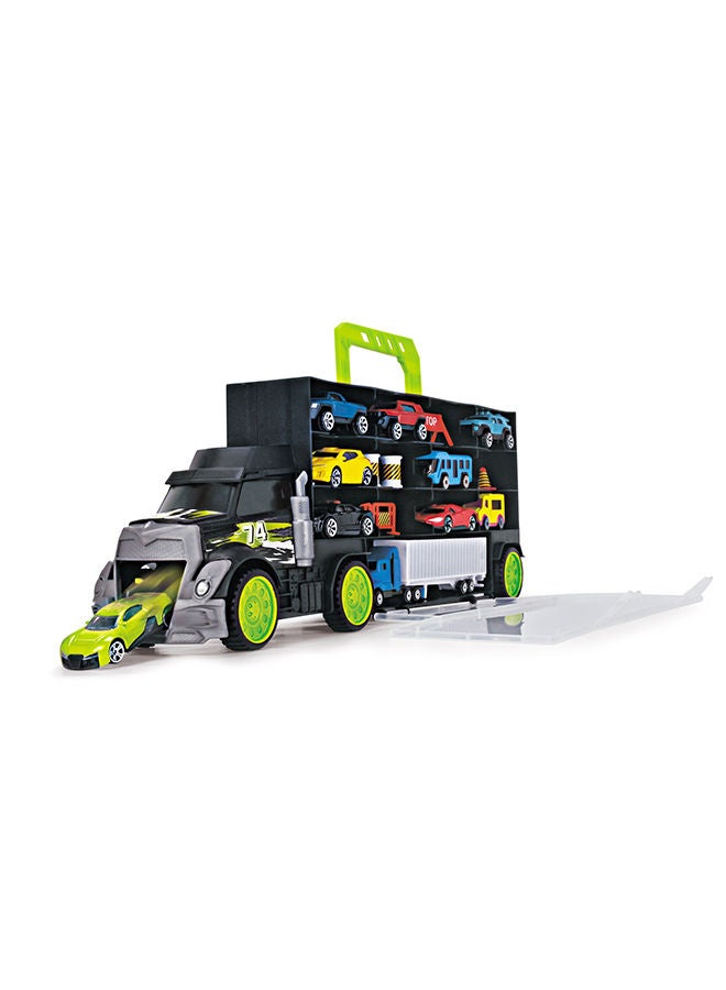 Transporter With 4 Die-Cast Cars And Accessories