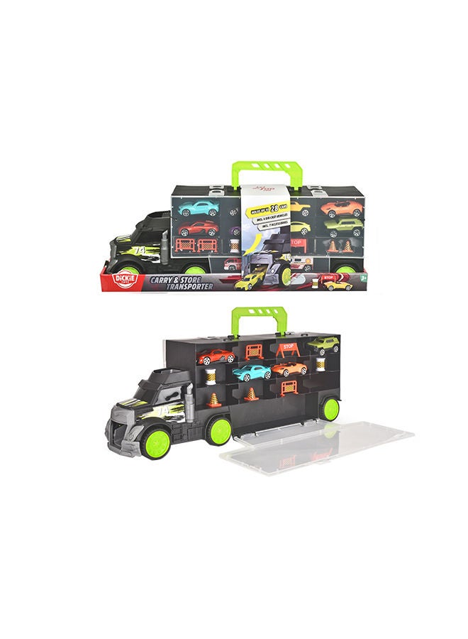 Transporter With 4 Die-Cast Cars And Accessories