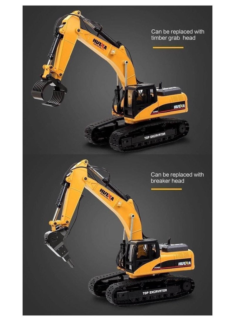 HUINA 1580 V4 Full Metal RC Excavator 23 Channel 2.4GHz Digger Construction Vehicle Hobby Professional Grade Remote Control Tractor Toy Smoke LED Lights and Sounds