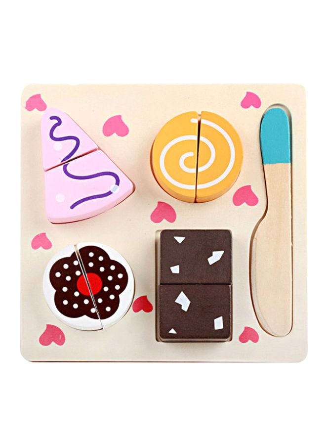 10-Piece Wooden Dessert Cut Pretend Kitchen Toy Set