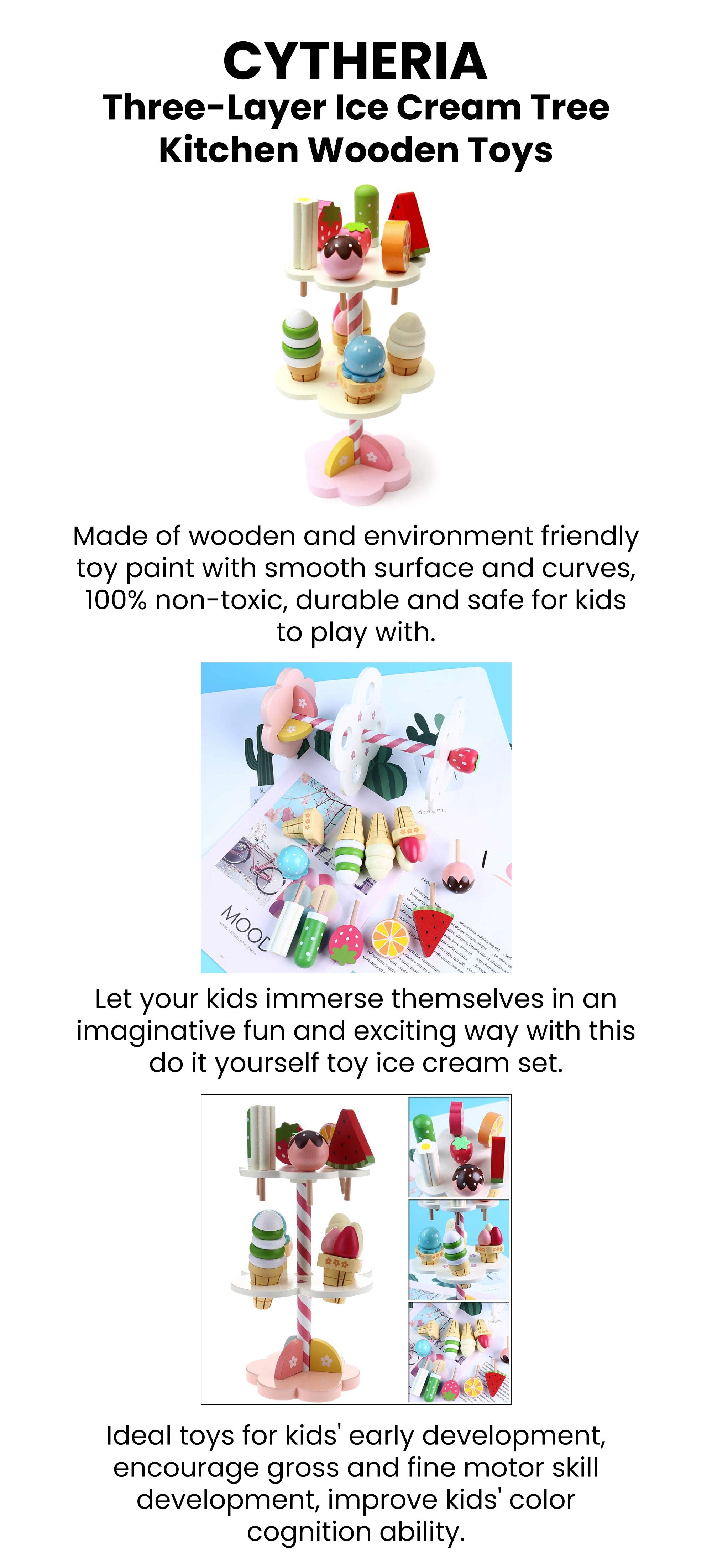 Three-Layer Ice Cream Tree Kitchen Wooden Toys