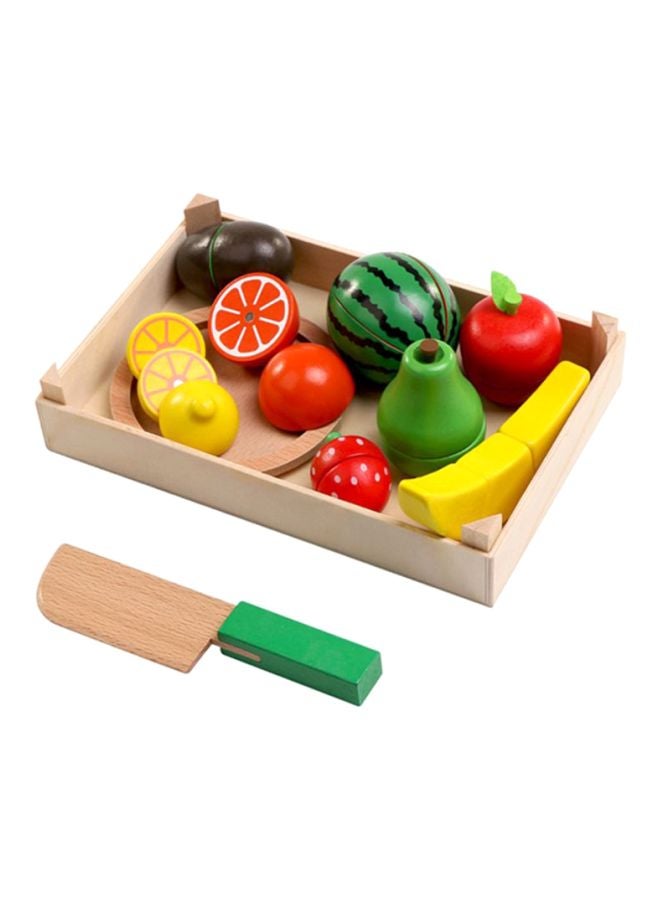 21-Piece Wooden Cutting Fruits And Vegetables Kitchen Toy Set