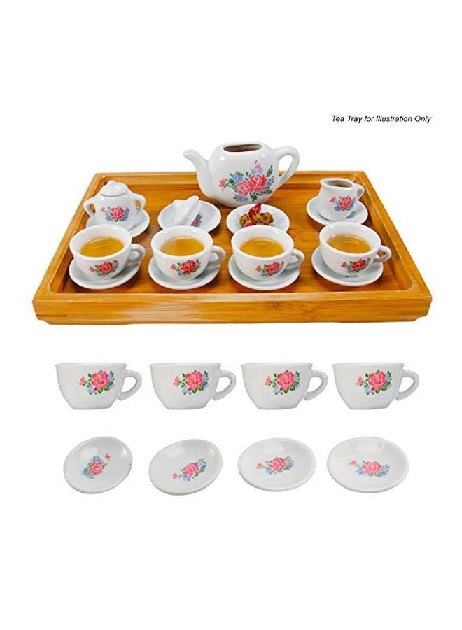 17-Piece Rose Flower Printed Tea Set