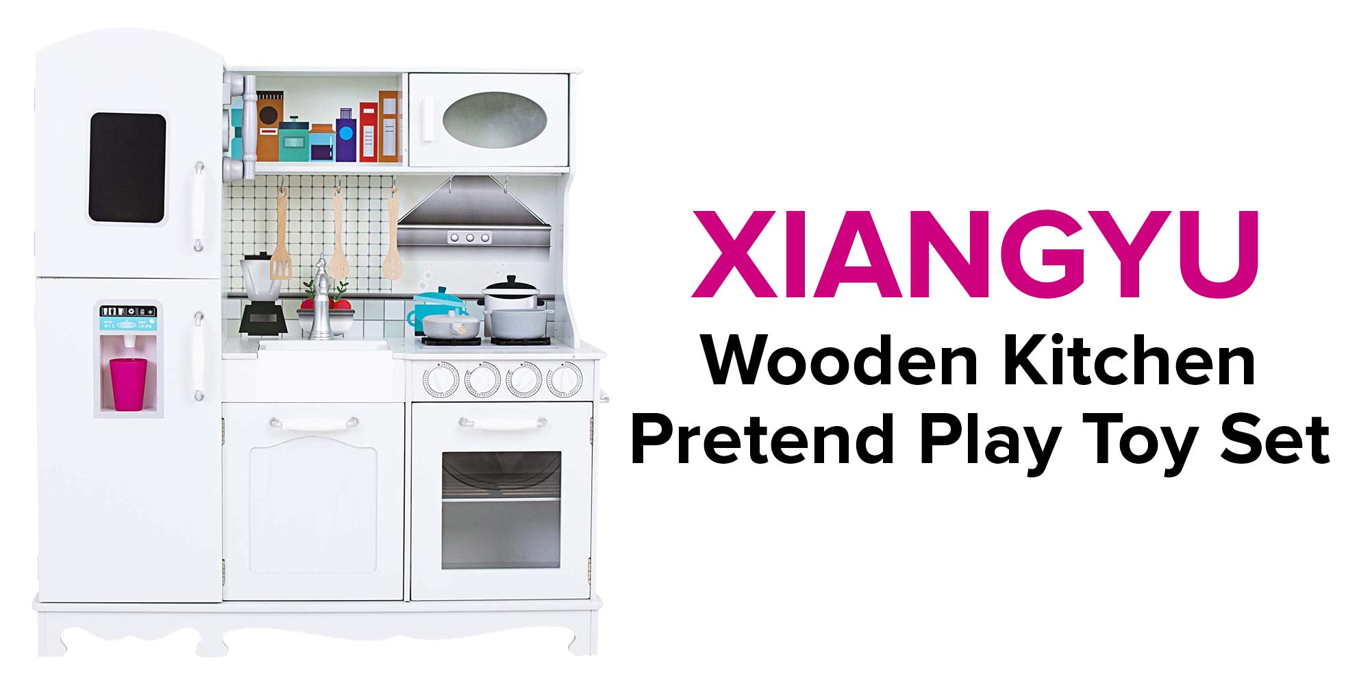 Modular Wooden Realistic Miniature Kitchen Pretend Play Toy Set For Kids 95X30X103cm