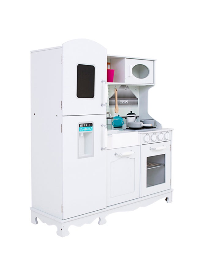 Stylish Modular Kitchen Set And Role Wooden Playset For Kids - White 95x30x103cm