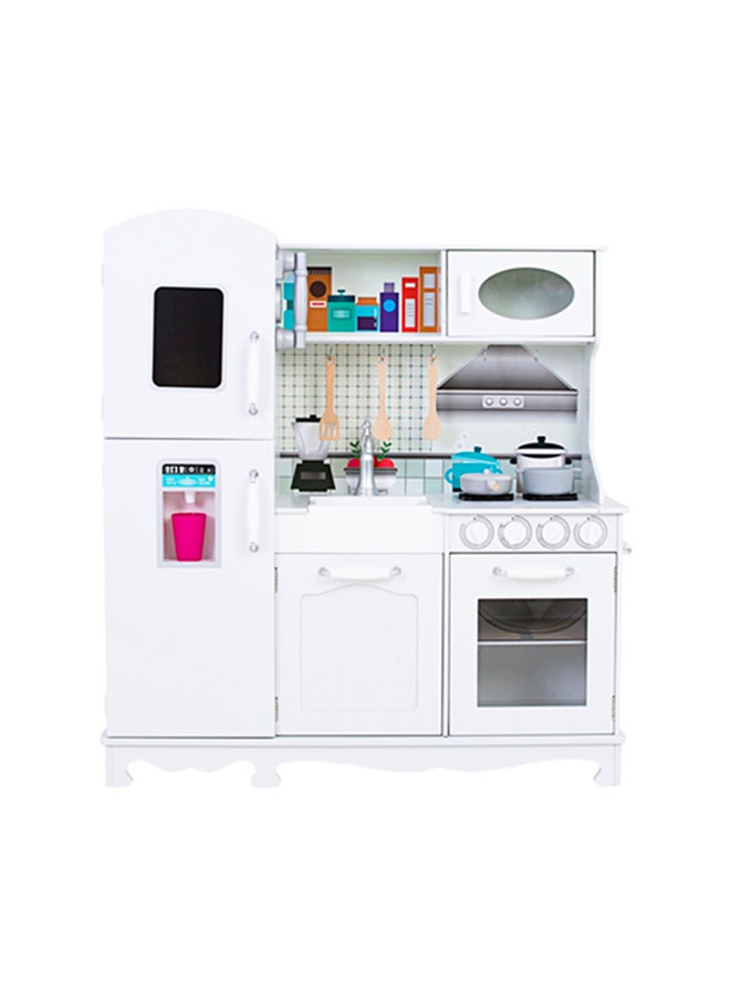 Stylish Modular Kitchen Set And Role Wooden Playset For Kids - White 95x30x103cm