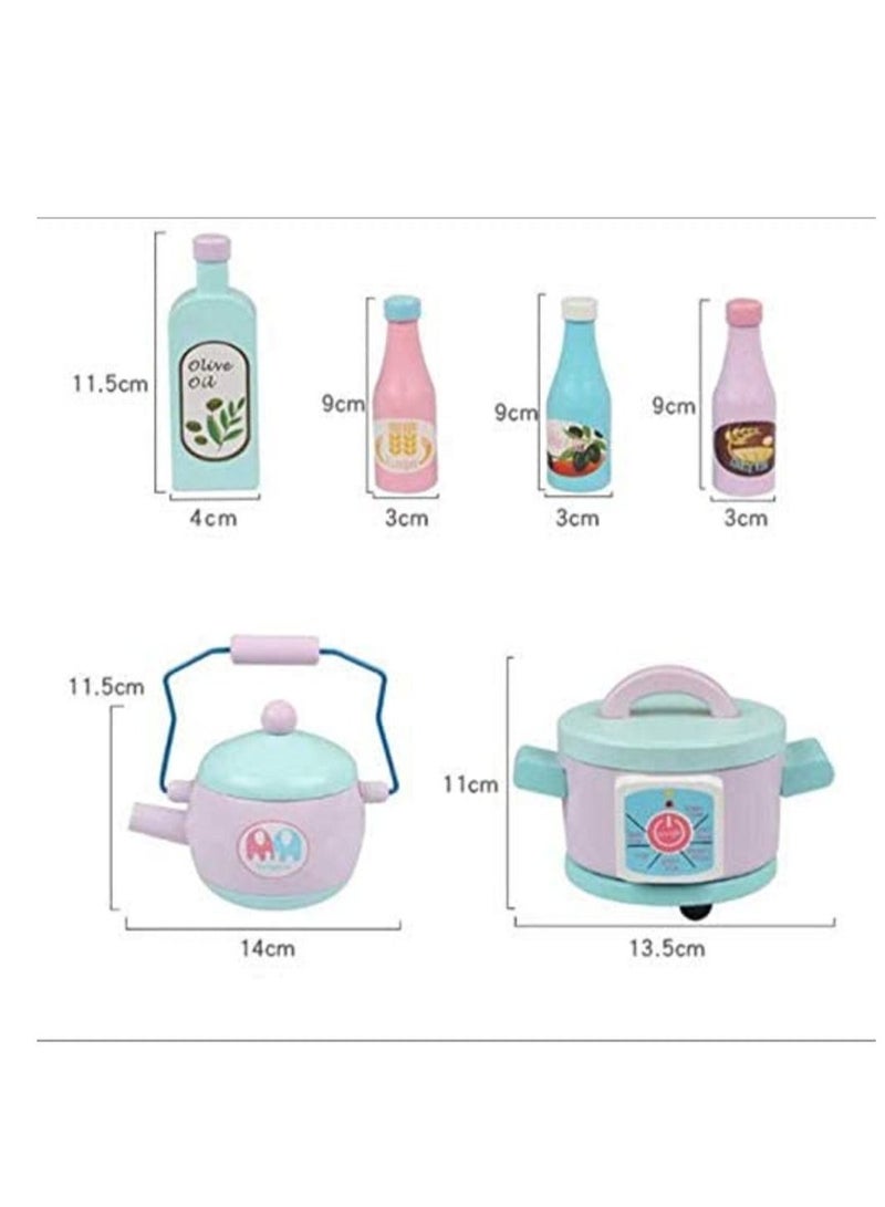 Large Wooden Kitchen With Kitchen Accessories, Oven, And Refrigerator For Boys and Girls