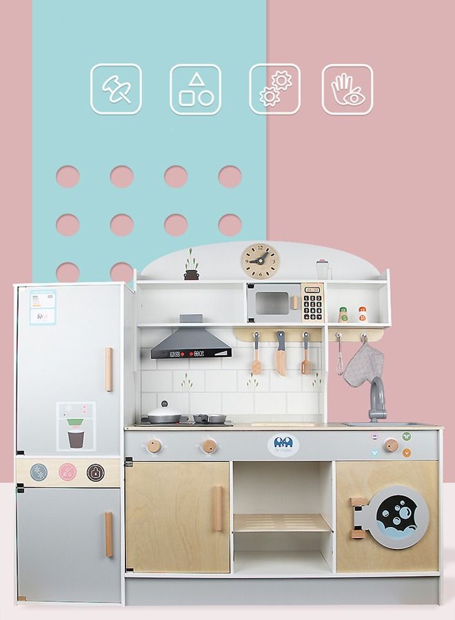 Kitchen Set Refrigerator Toy New Kids Wooden Play Pretend Toys for Children