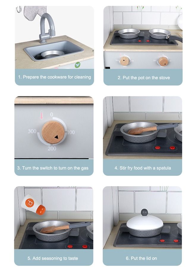 Kitchen Set Refrigerator Toy New Kids Wooden Play Pretend Toys for Children